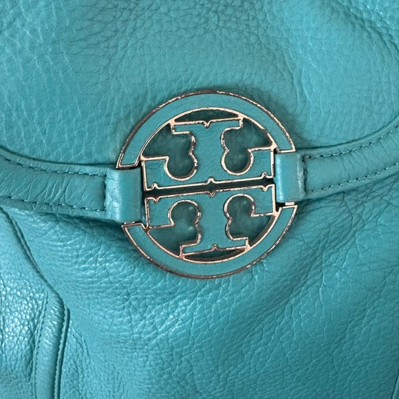Tory Burch Teal Leather Amanda Hobo shoulder Bag with crossbody strap Read* - Picture 2 of 13